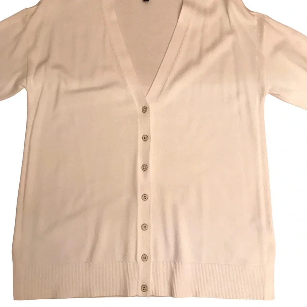 Talbots Girlfriend Cardigan Cream/Ivory Sweater Large Petite NWOT - Picture 9 of 13